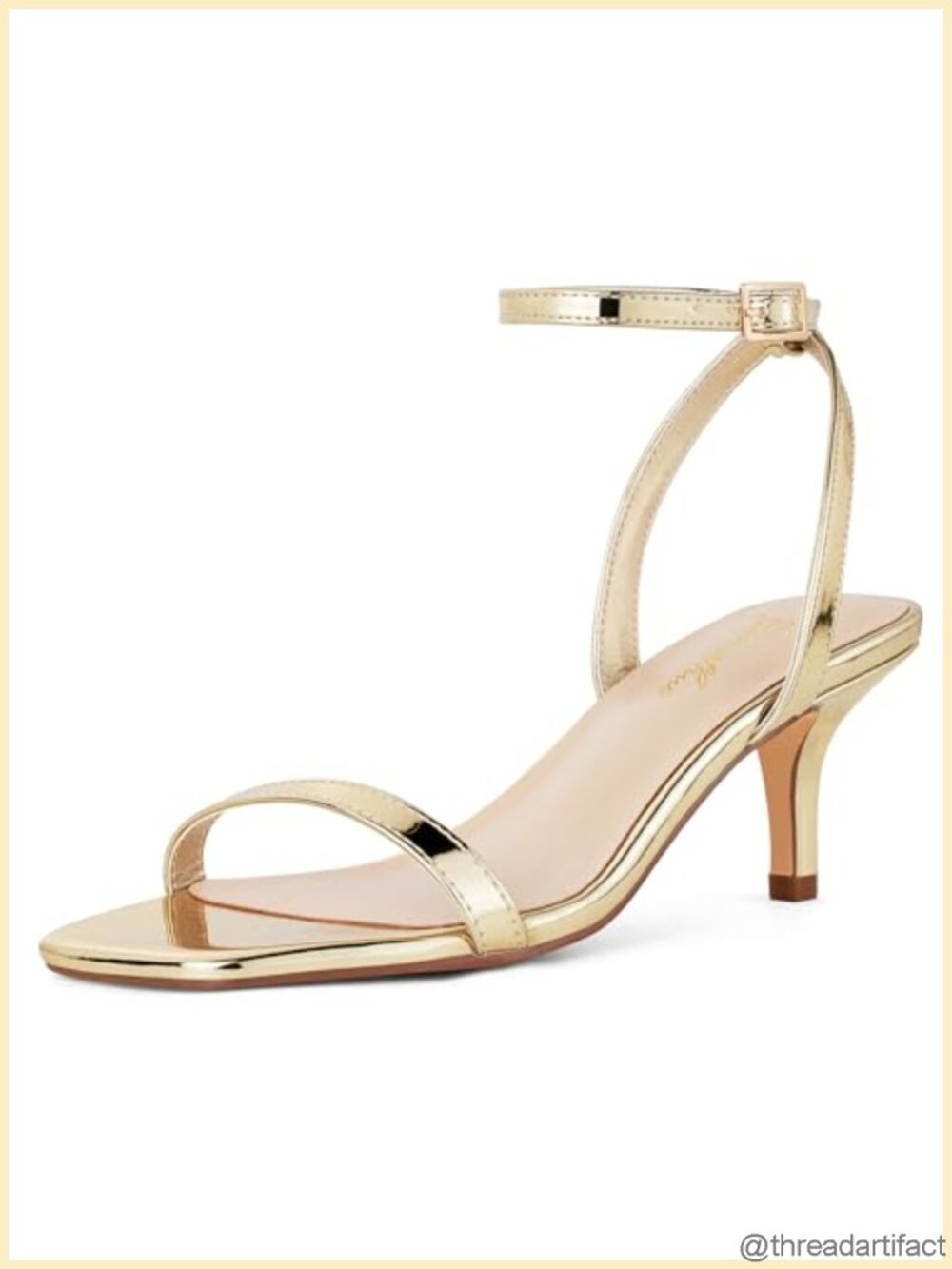 Kitten Heel Open Toe Strappy Sandals Faux Leather Dressy
